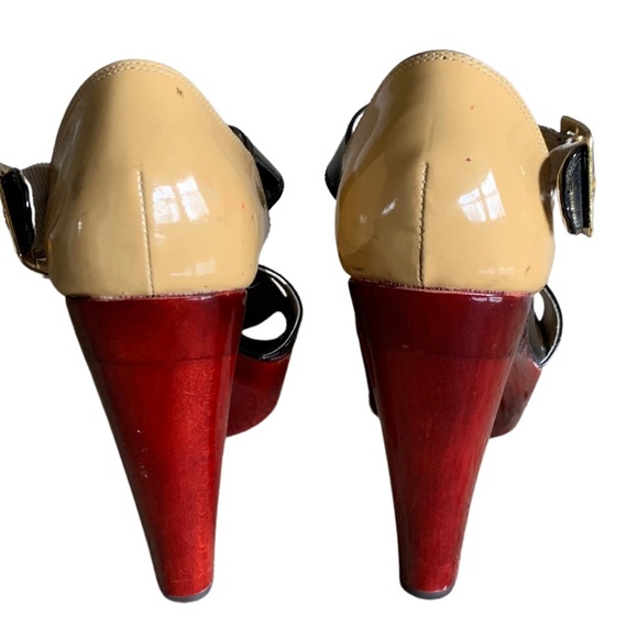 Steve Madden Casita black, brown, and tan chunky heel shoes, size 9 - Picture 5 of 14